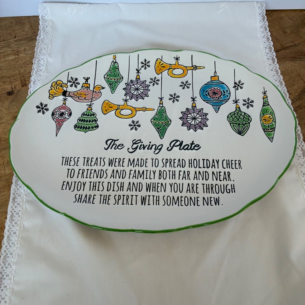 The Giving Plate Christmas Holiday Ceramic Oval Serving Platter 2021
